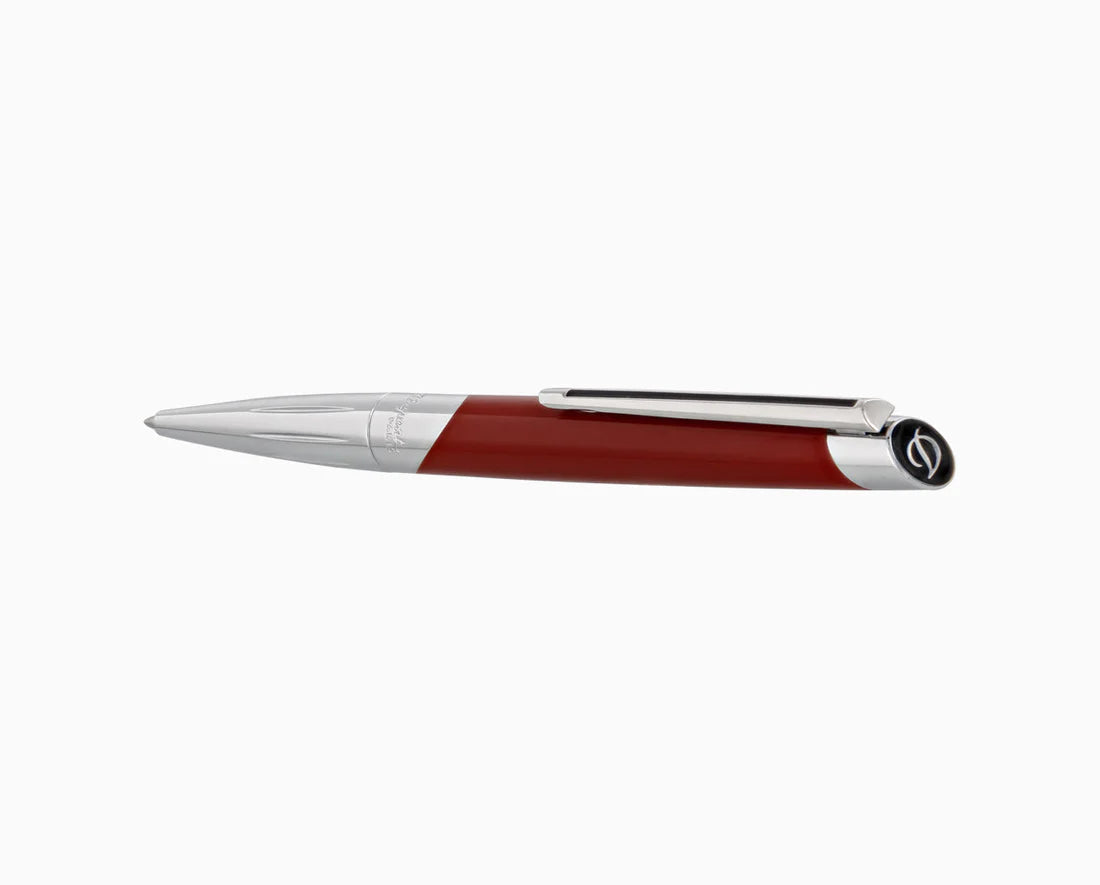 S.T. Dupont Defi Millennium Silver and Matte Red Ballpoint Pen