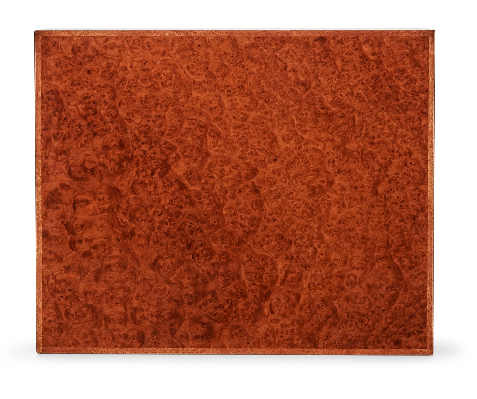 An image of a red Elie Bleu Amboyna Burl "Classic" Humidor - 110 Cigars on a white background, featuring Elie Bleu tabletop humidors and cigar collection.