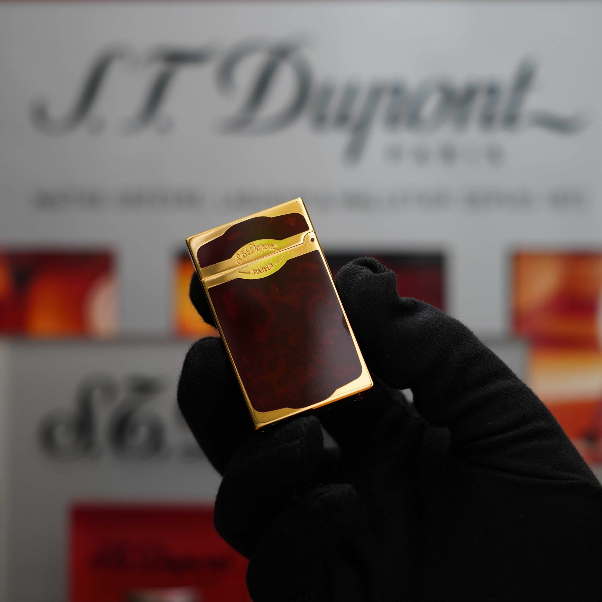 Vintage 1990 St Dupont Limited to 130 Pipe 24k Gold finish Maduro Oscuro natural Laqcuer Lighter