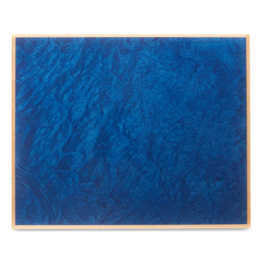 A blue painting on a wooden frame with an Elie Bleu Blue Madrona Burl "Classic" Humidor - 75 Cigars for cigars.