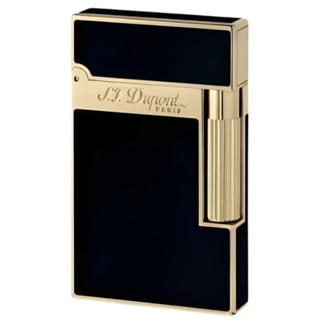 S.T. Dupont Line 2 Natural Black Lacquer Lighter with Yellow Gold 