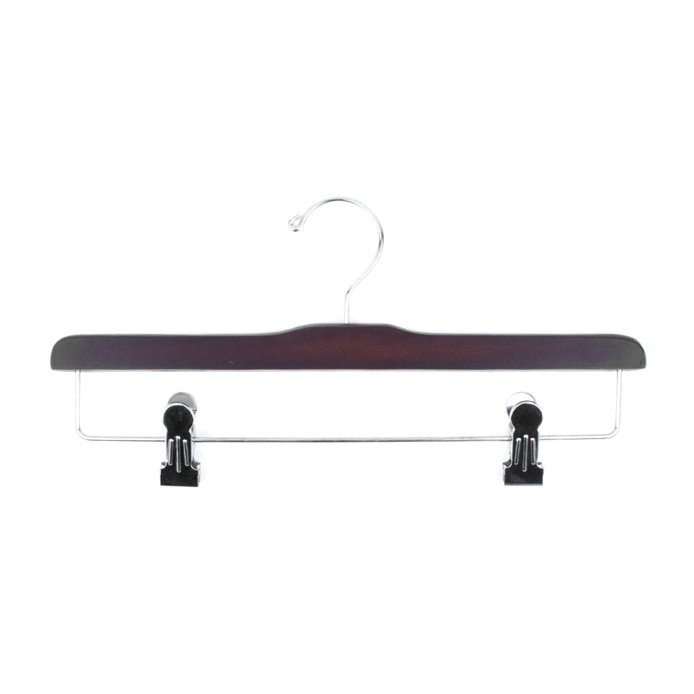 A set of 5 Luxury Wooden Trouser Clip Hangers from KirbyAllison.com on a white background.