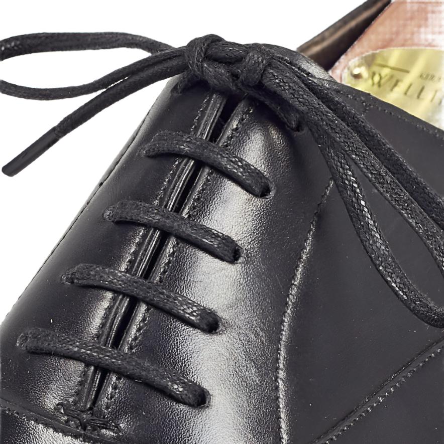 black dress shoe strings Wellington Flat Waxed Dress Shoelaces Medium Brown / 80 cm / 31.5 in