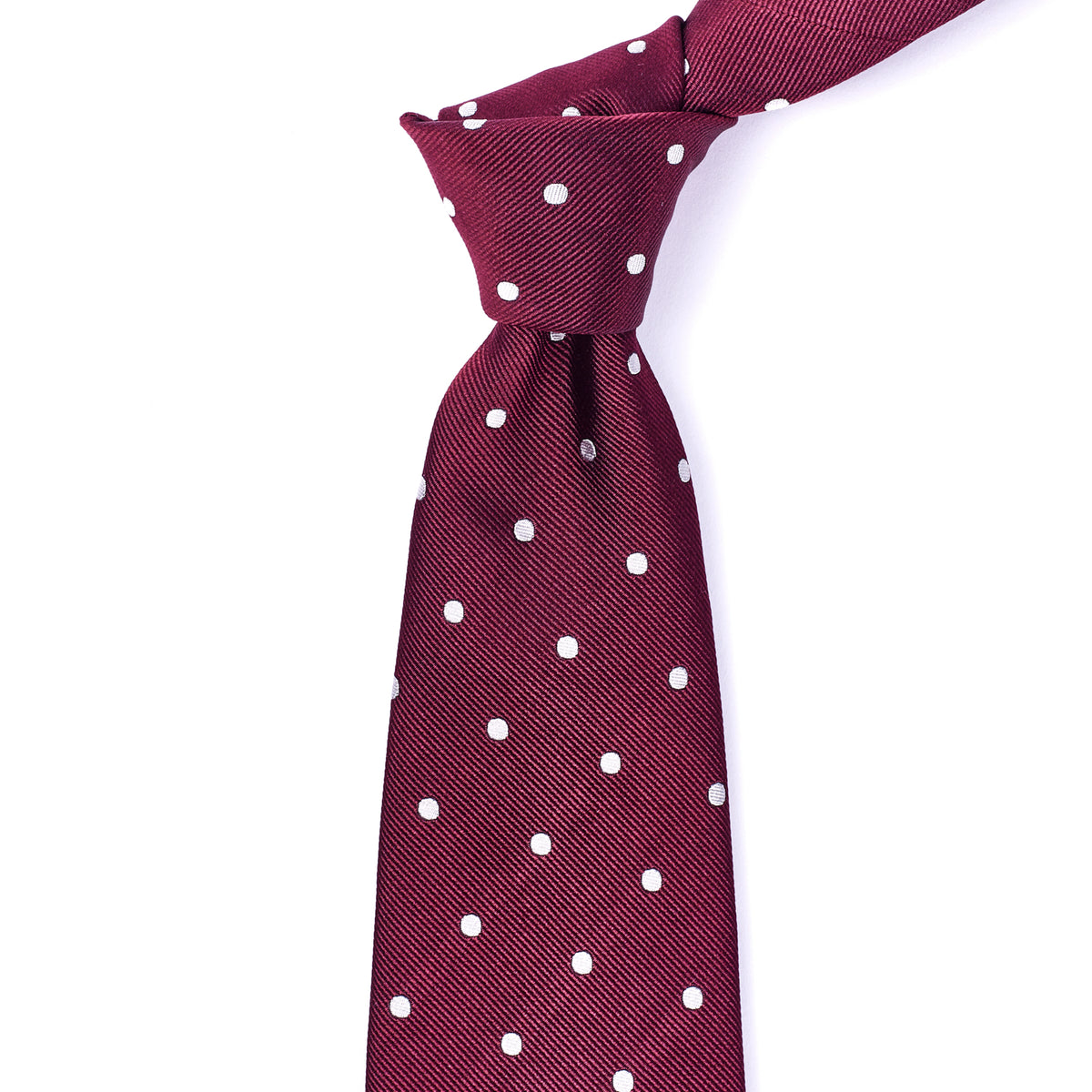 A Sovereign Grade Woven Oxblood Wide Dot tie with quality craftsmanship from KirbyAllison.com.