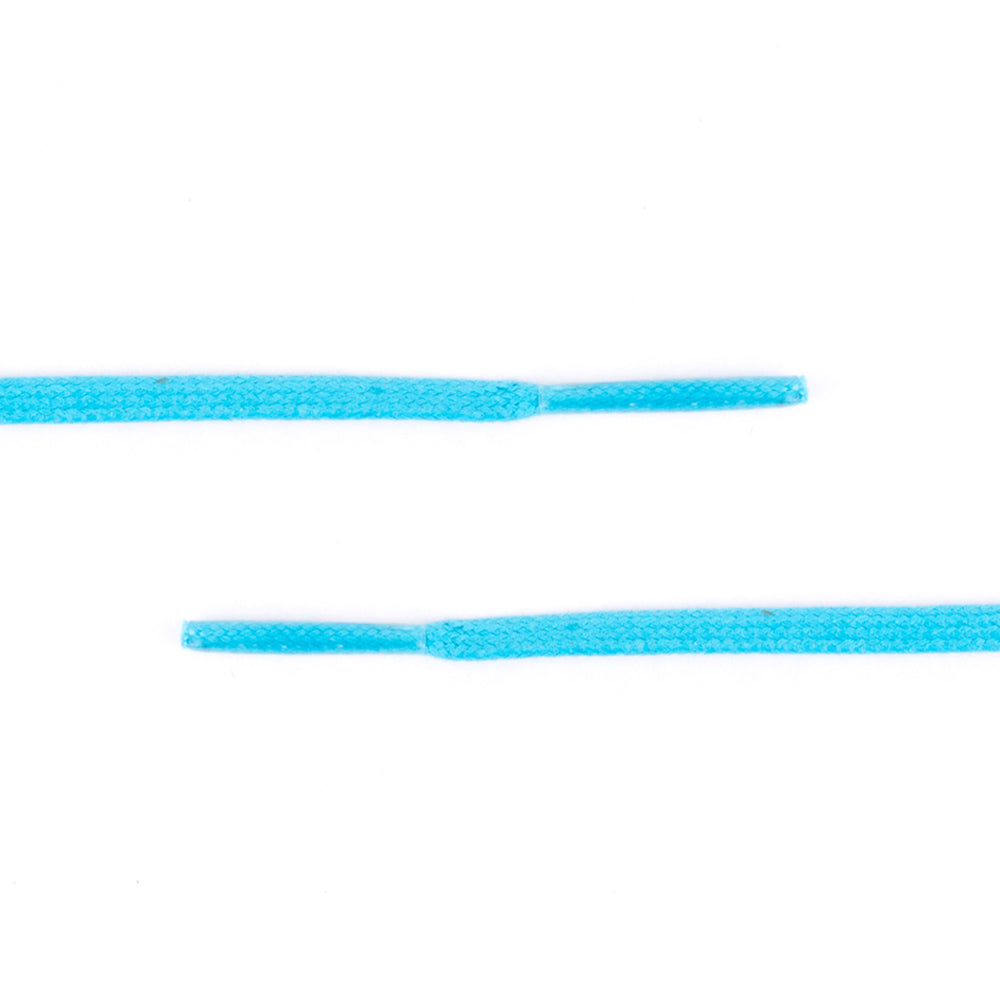 A pair of Colored Flat Waxed Shoelaces from KirbyAllison.com on a white background.