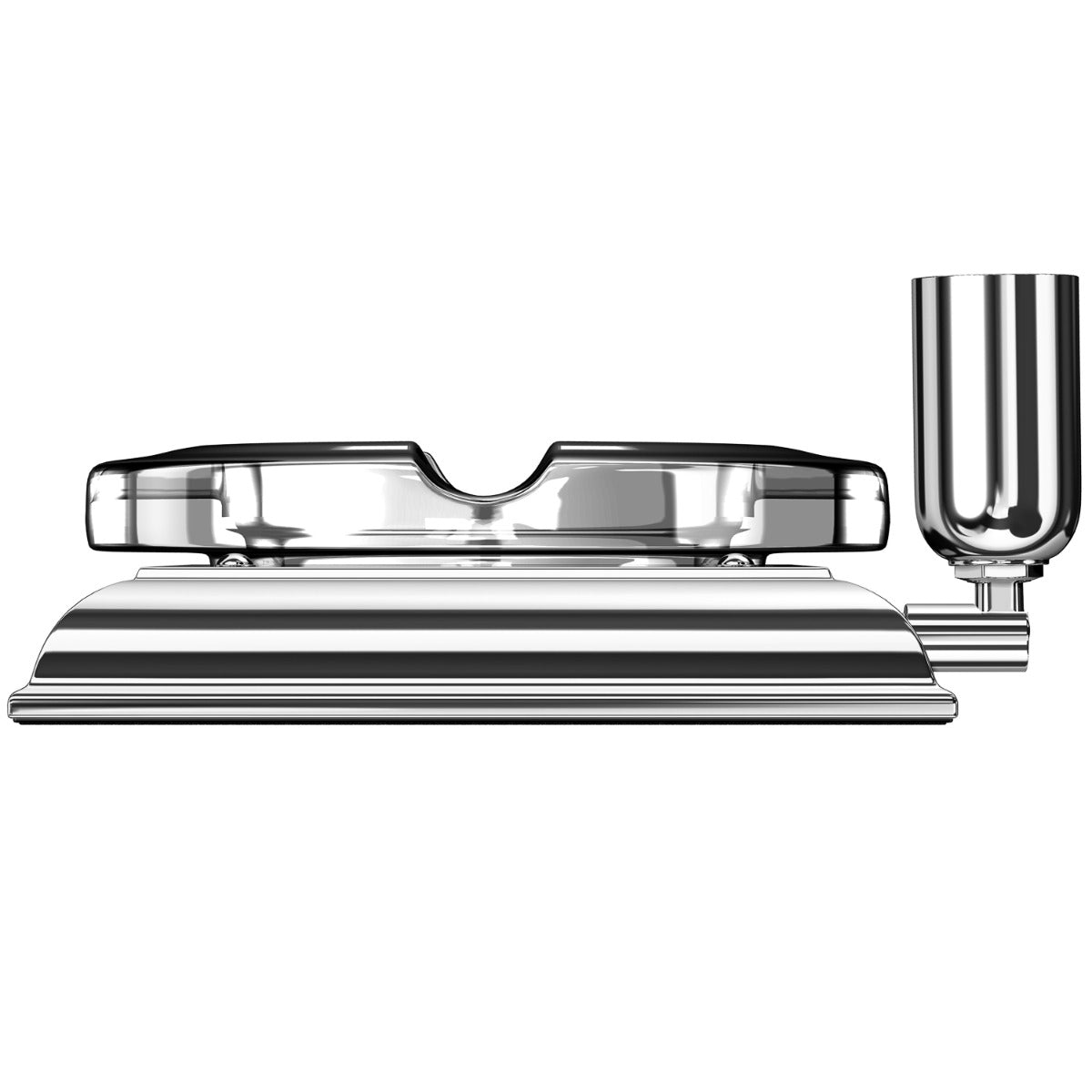 A black and white drawing of an El Casco Executive Cigar Ash Tray (Chrome) cigarette holder.