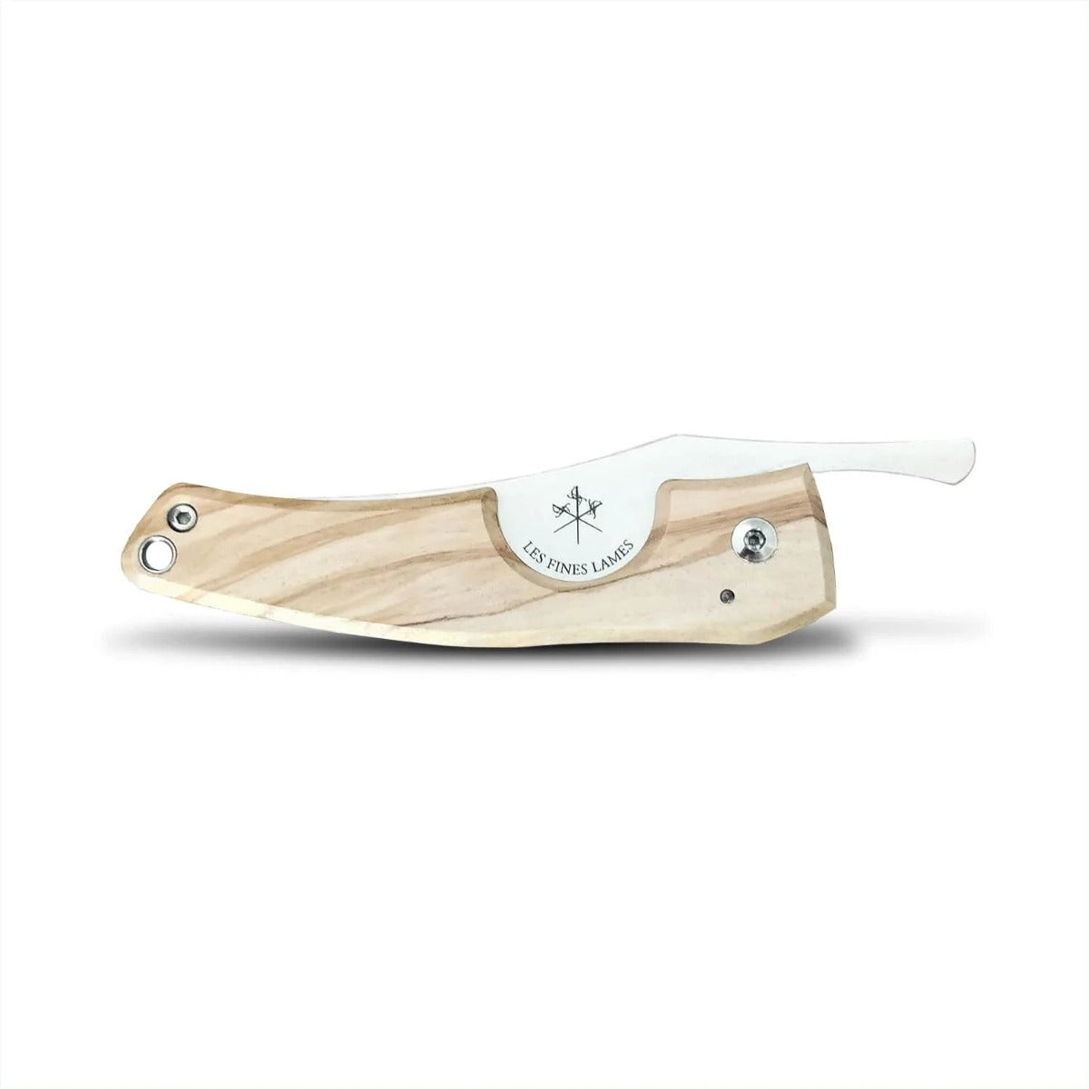 A Kirby Allison Olive Wood Cigar Knife from KirbyAllison.com featuring a durable Mediterranean wood handle on a white background.