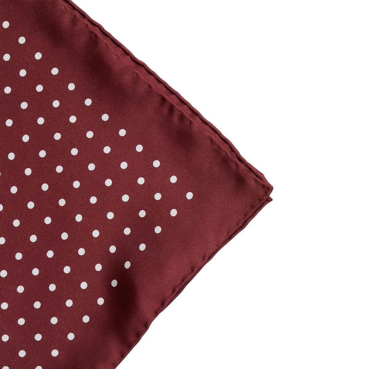Sovereign Grade 100% Silk Burgundy London Dot Pocket Square by KirbyAllison.com for a formal outfit.