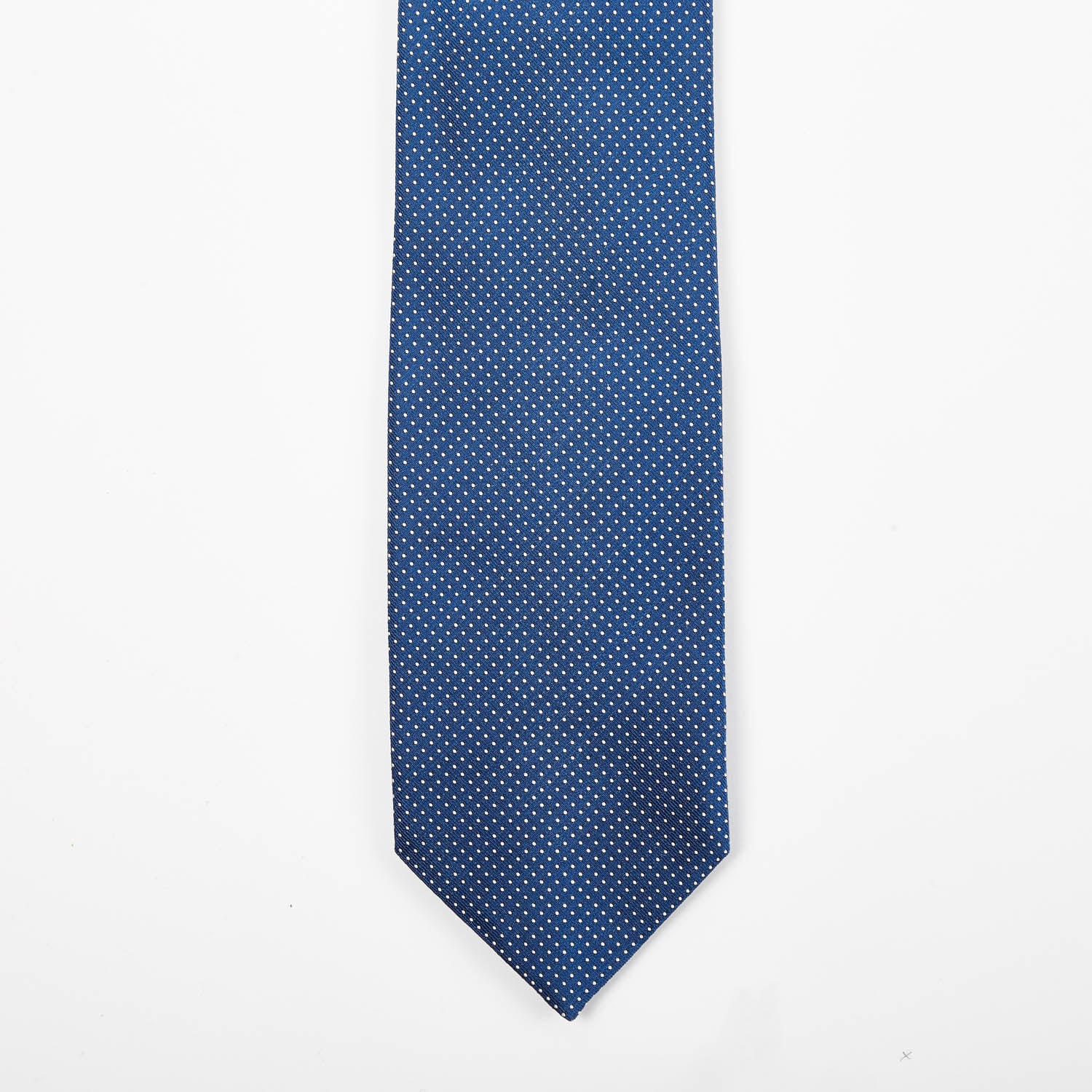 A handmade Sovereign Grade Blue Silk Micro Dot Tie from KirbyAllison.com in the United Kingdom.