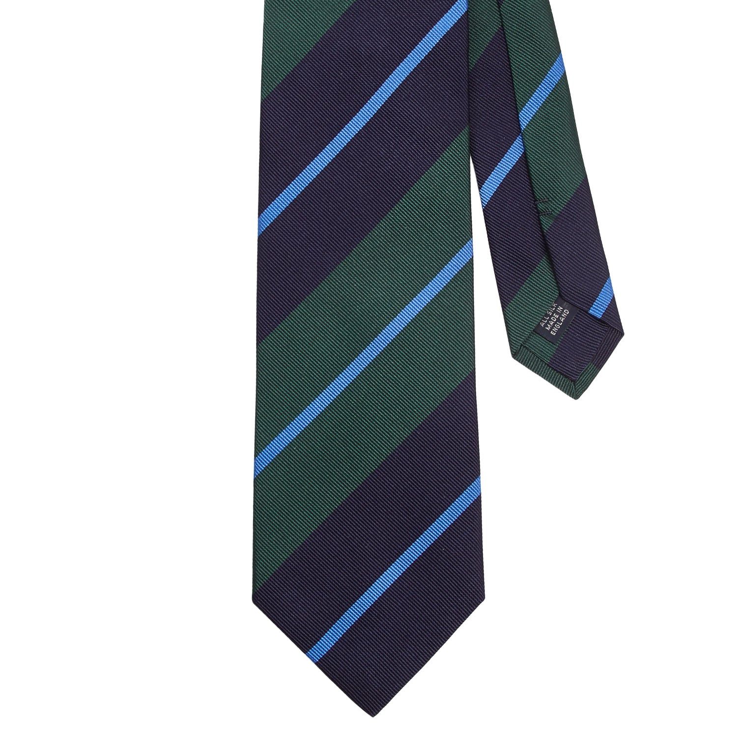 A Sovereign Grade Navy/Green Rep Tie from KirbyAllison.com, handmade in the United Kingdom.
