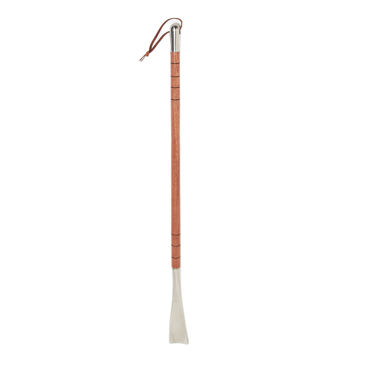 A Hanger Project Bubinga Full-Length Shoe Horn with a hardwood handle on a white background.