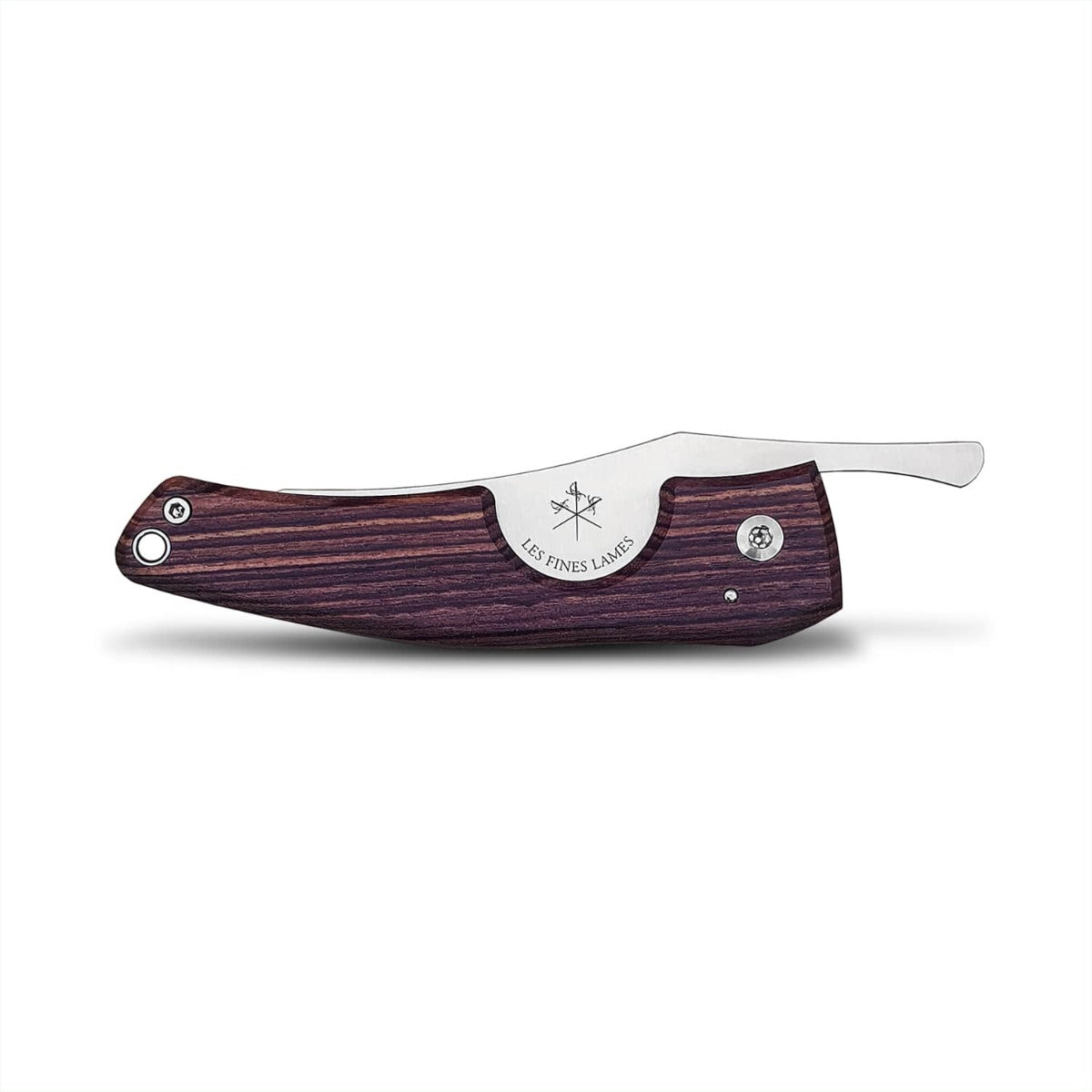 A Kirby Allison Kingwood Cigar Knife with a purple handle on a white background, featuring a lifetime warranty from KirbyAllison.com.