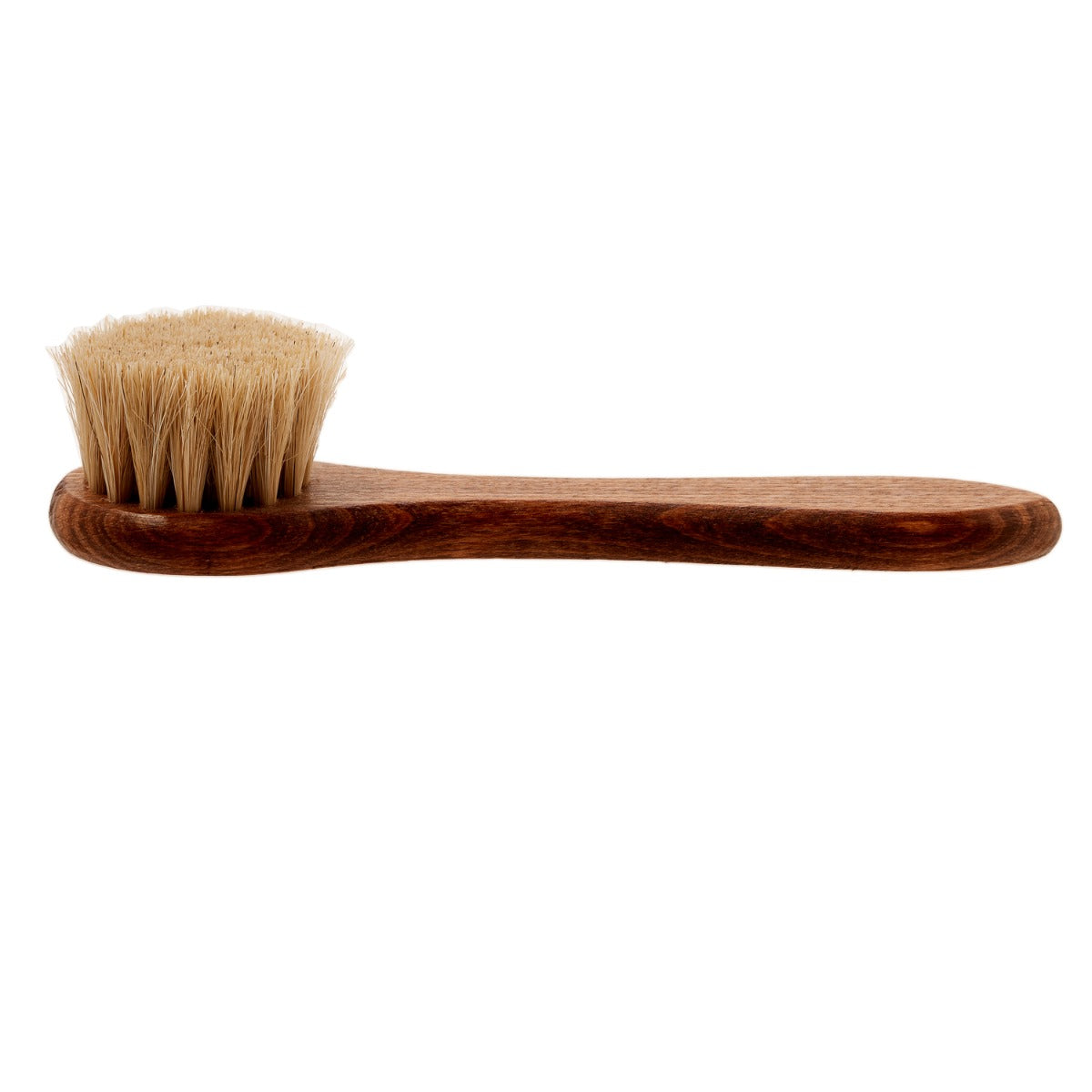 A KirbyAllison.com Wellington Deluxe Shoe Polish Dauber with horsehair bristles on a white background.