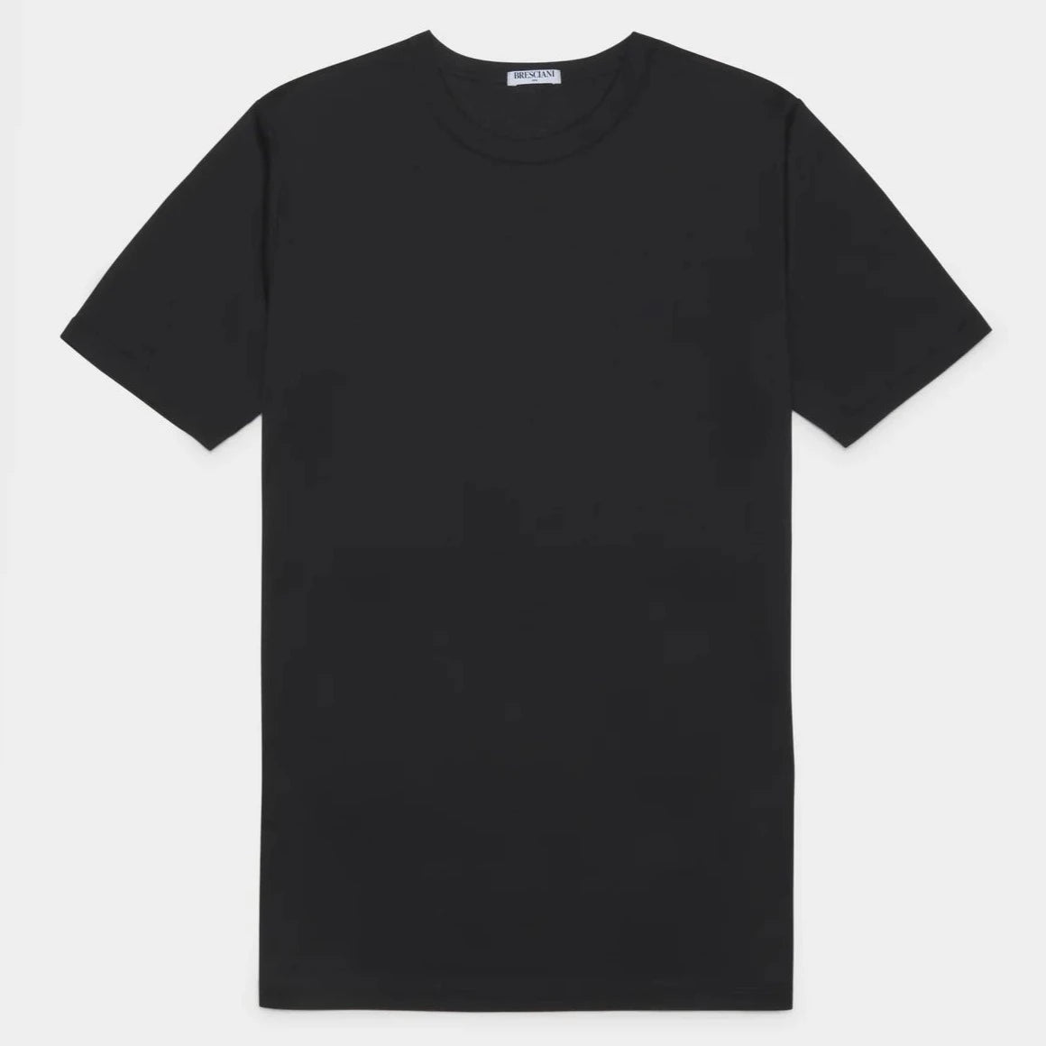 Bresciani 100% Cotton Knitted Round-Neck T-shirt Black