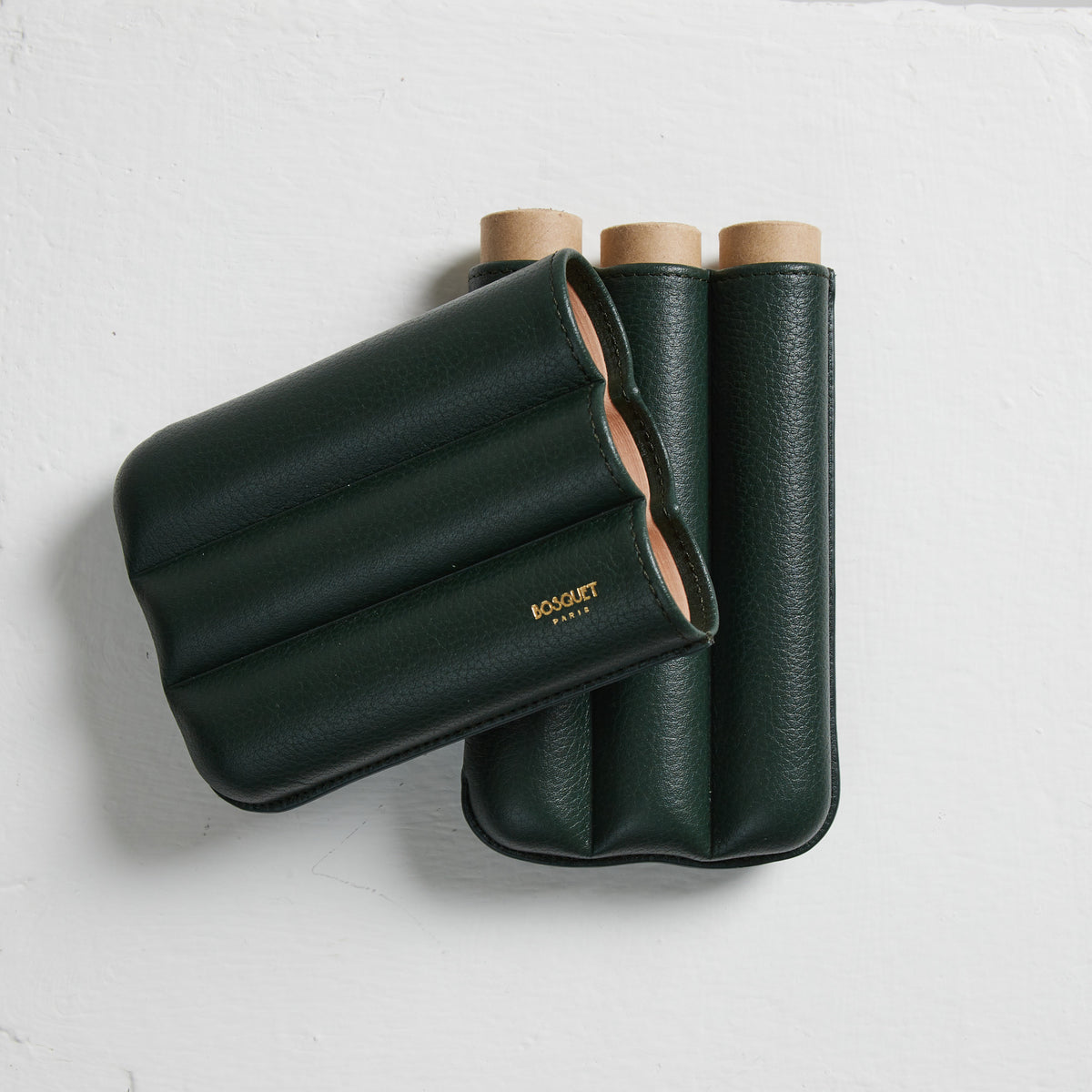 Bosquet Smooth Forest Green Cylindrical Leather Cigar Case