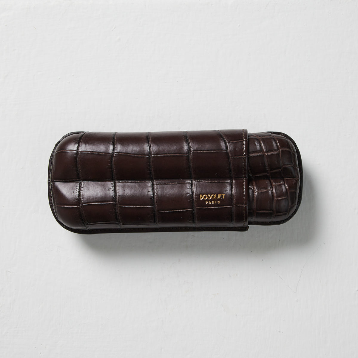 Bosquet Crocodile Cigar Case, Dark Brown