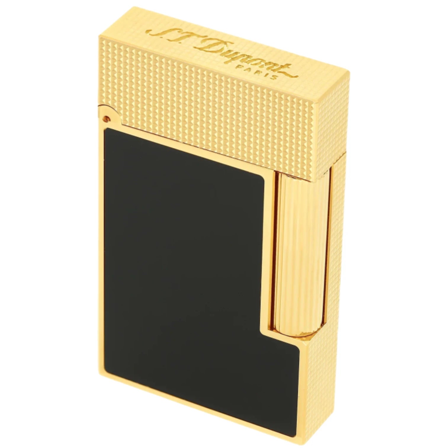 S.T. Dupont Line 2 Gold Black Lacquer Lighter | KirbyAllison.com