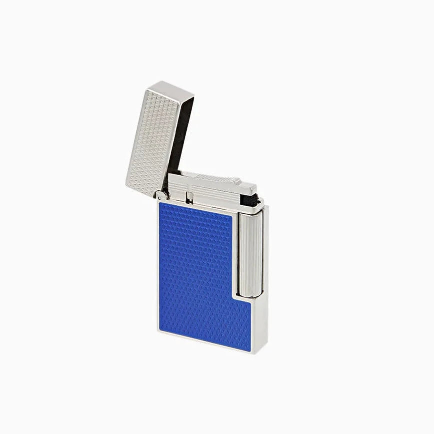 S.T. Dupont Line 2 Electric Blue Lacquer Guilloche Lighter