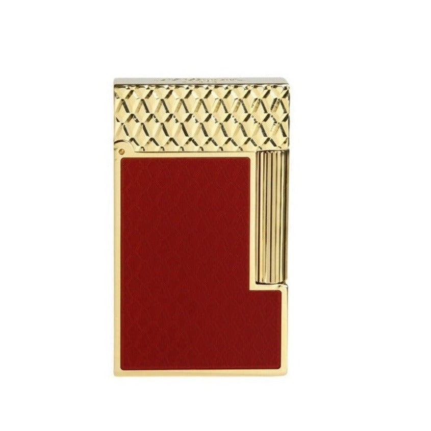 S.T. Dupont Line 2 Red and Gold Guilloche Lighter