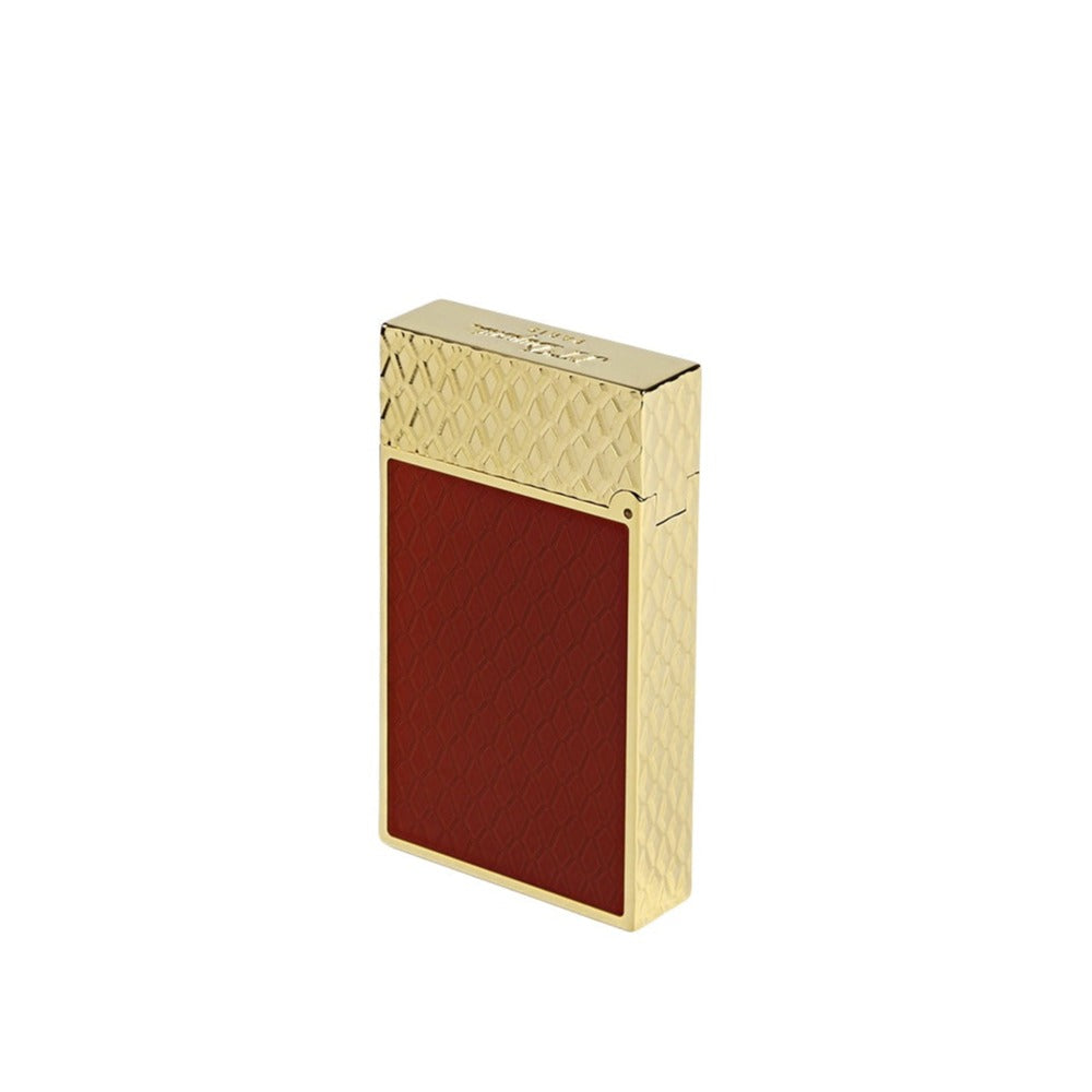 S.T. Dupont Line 2 Red and Gold Guilloche Lighter