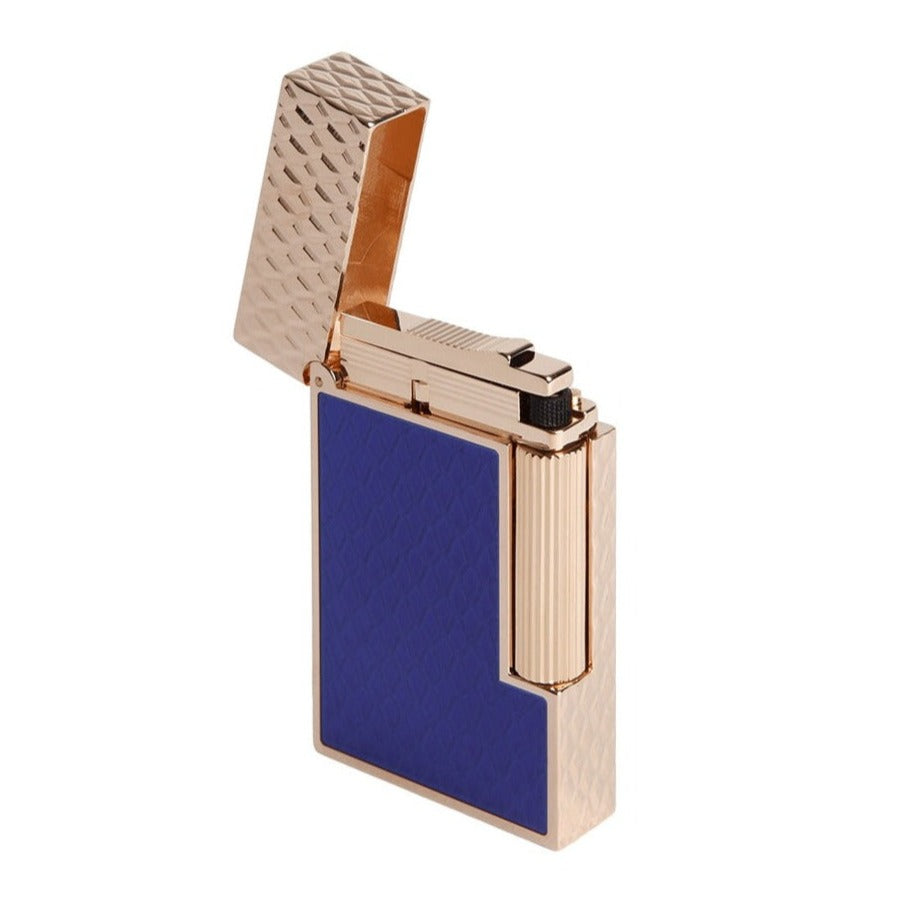 S.T. Dupont Line 2 Blue and Pink Gold Guilloche Lighter
