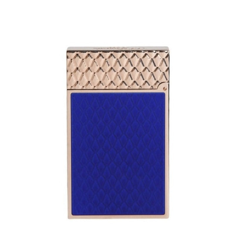 S.T. Dupont Line 2 Blue and Pink Gold Lacquer Dragon Scale Guilloche Lighter