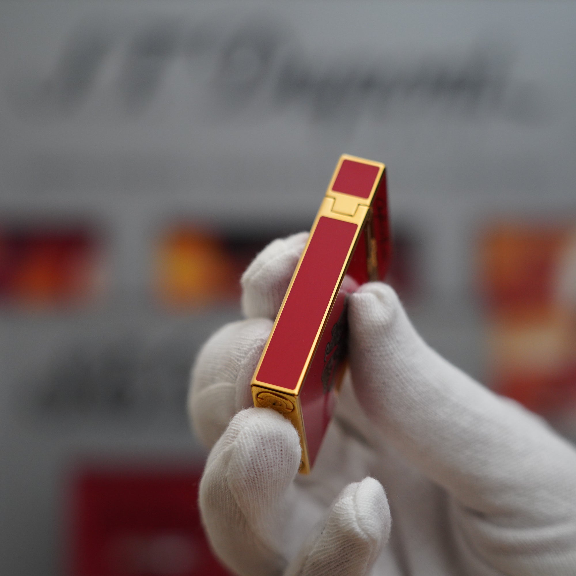 Vintage 1990 S.T. Dupont 18k Dual Flame Opus X Fuente Limited Gold Plated Red Lacquer Lighter