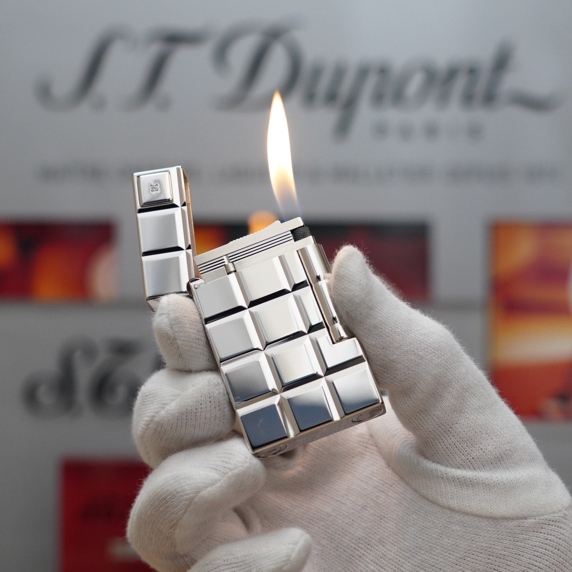 Vintage S.T. Dupont 1990 Limited anniversary Platinum Serie 60 years 1 Diamond Ligne 2 Plated Lighter
