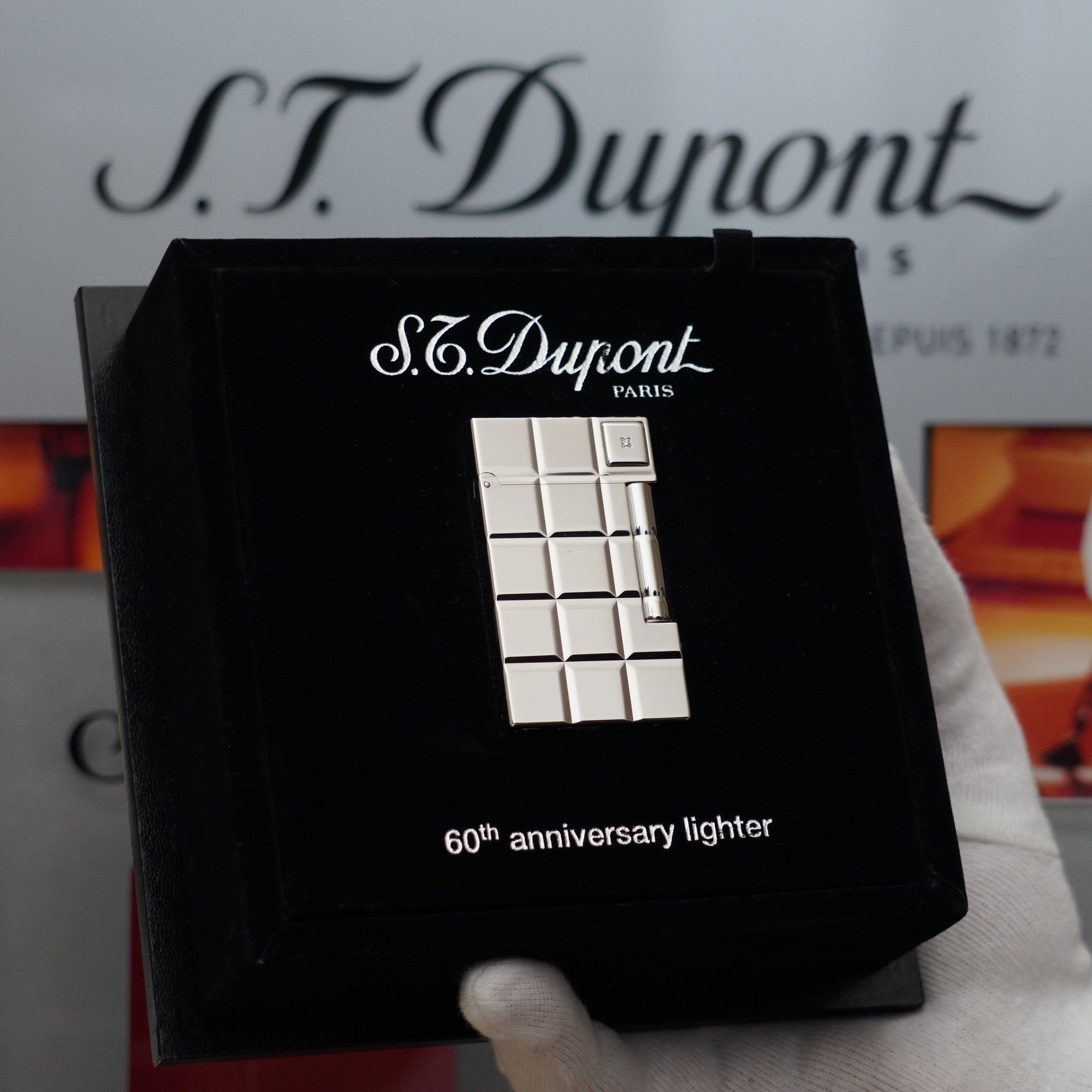 Vintage S.T. Dupont 1990 Limited anniversary Platinum Serie 60 years 1 Diamond Ligne 2 Plated Lighter
