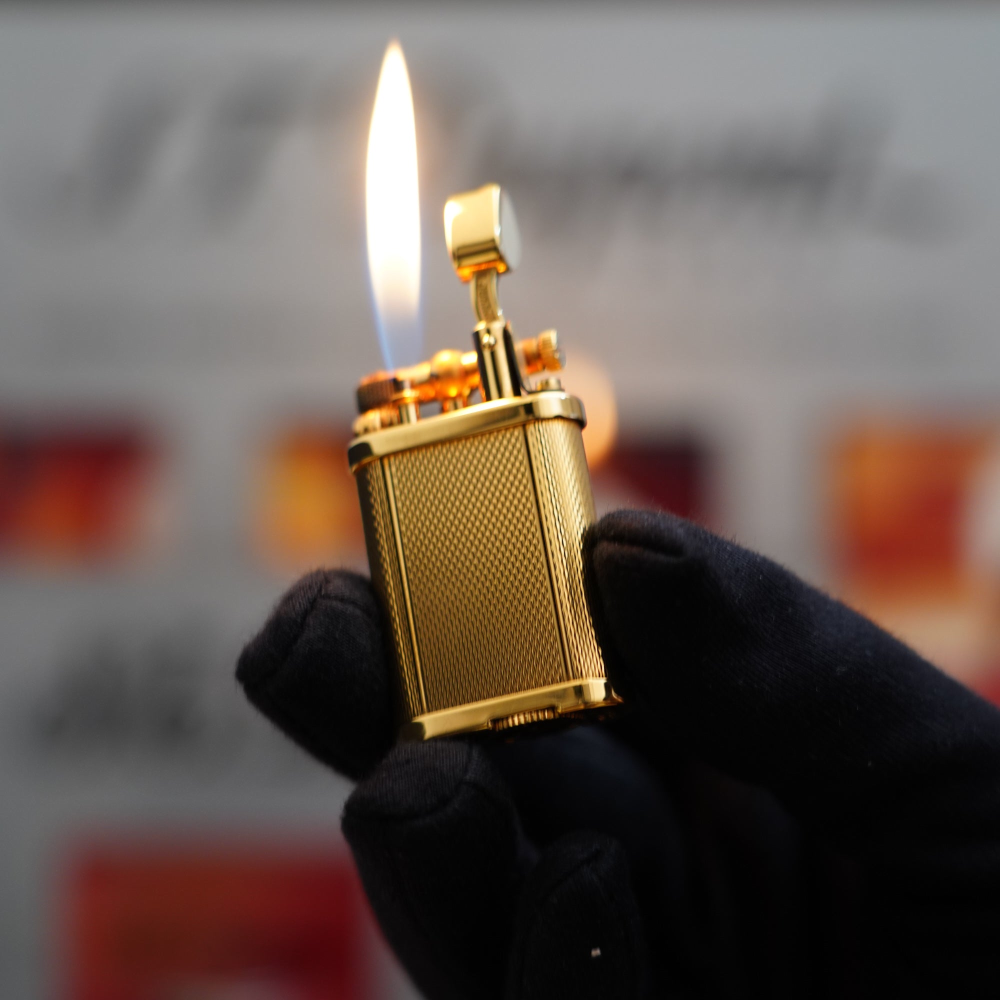 Vintage 1980 Dunhill Mini Unique 18k Gold Plated Lighter