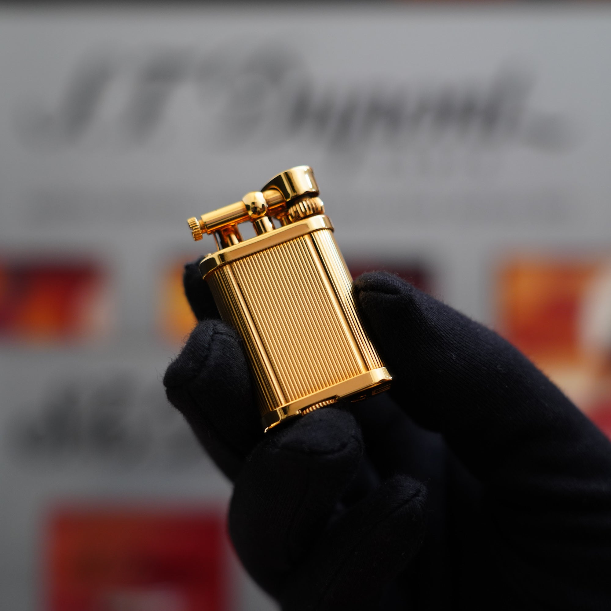Vintage 1980 Dunhill Mini Unique 18k Gold Plated Lighter