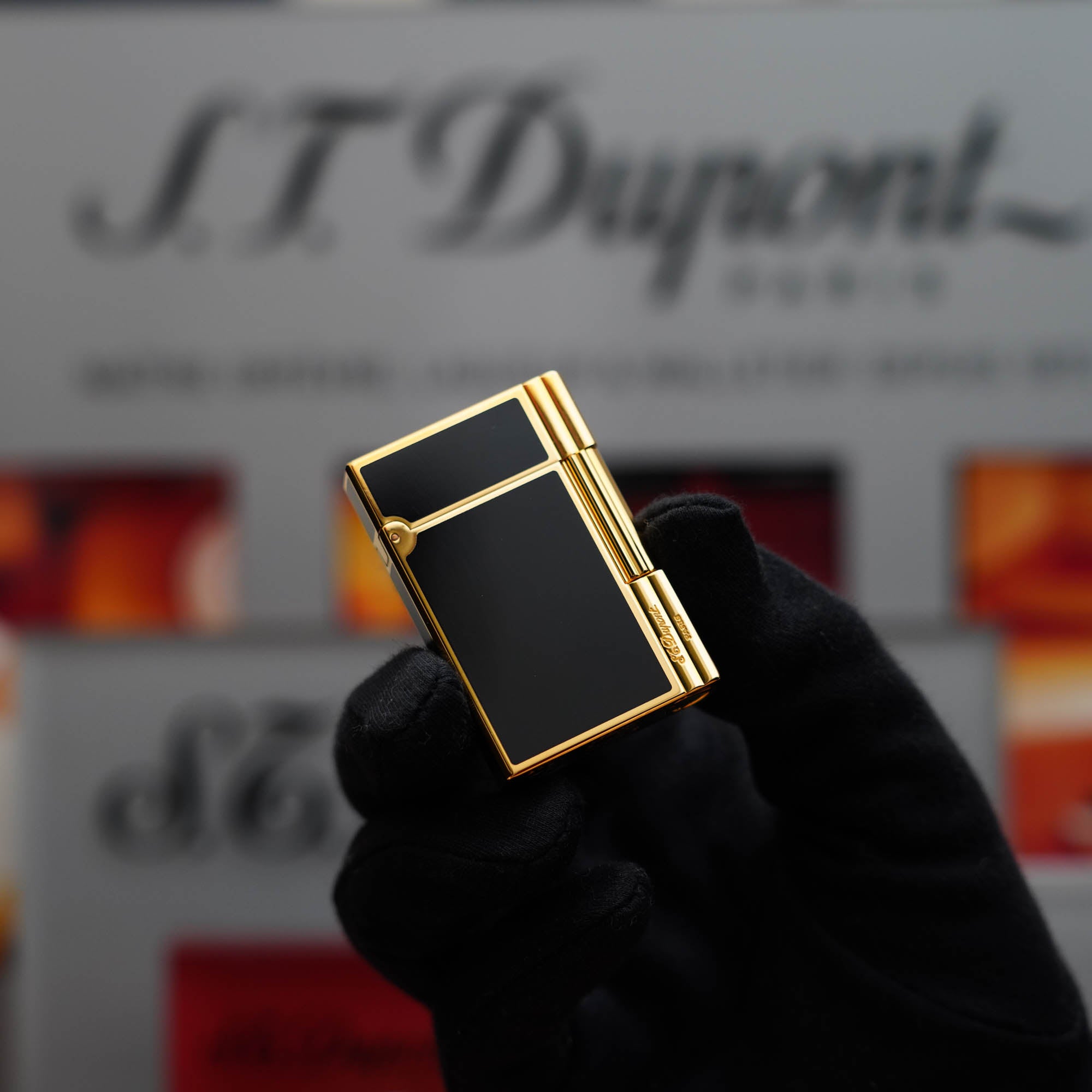 Vintage 1980 St Dupont Gatsby Heavy 24k Gold Natural Black 