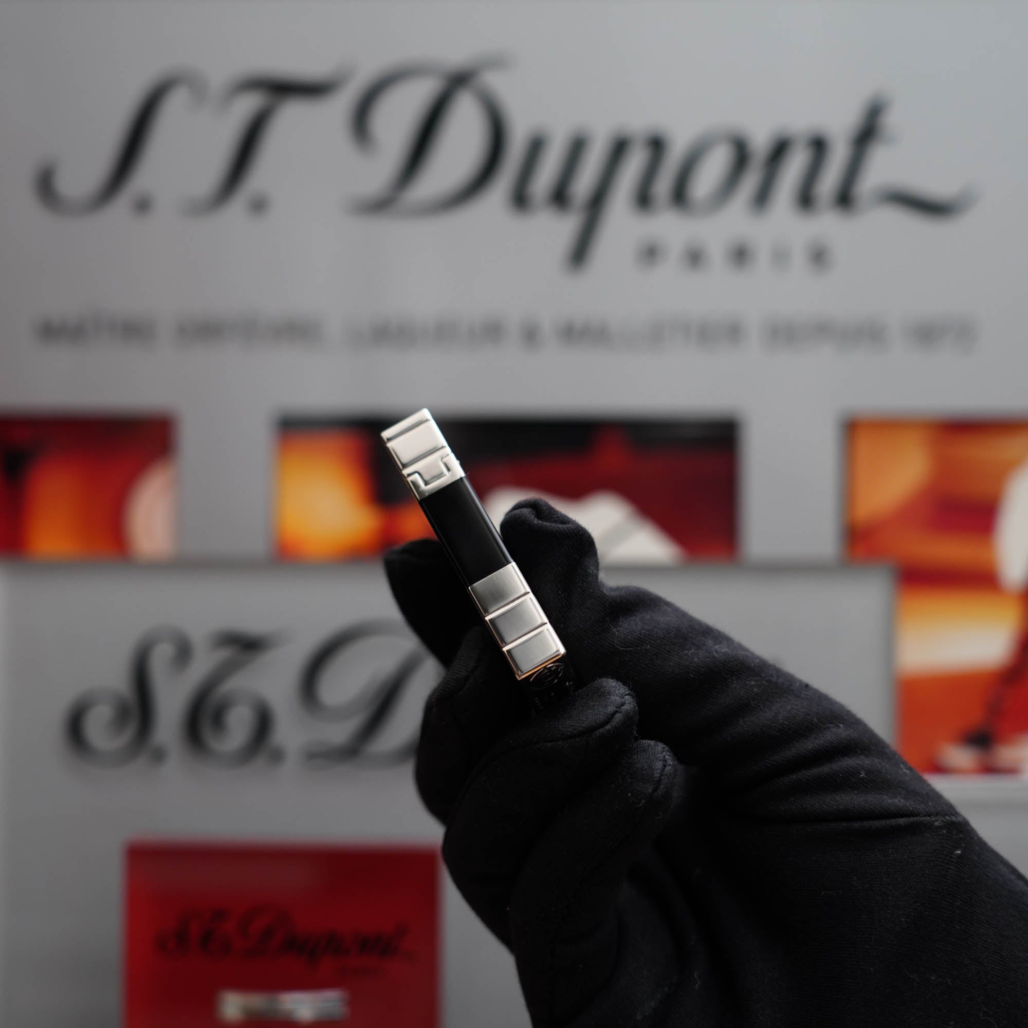 Vintage 1990 St Dupont Limited Abstraction Heavy Palladium Finish Ligne 2 Black Lacquer Lighter
