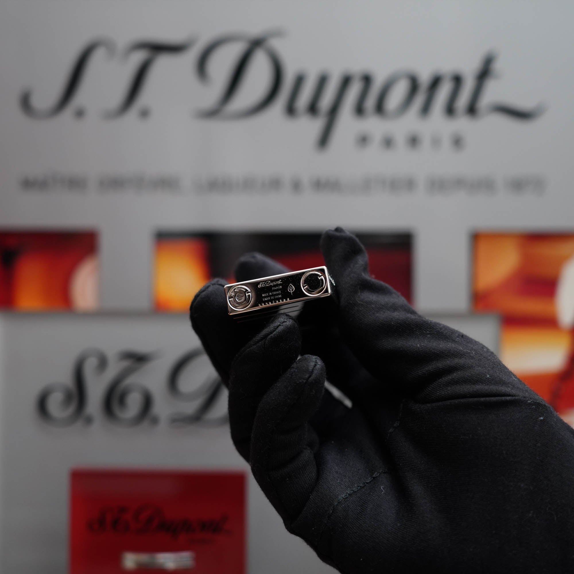 Vintage 1990 St Dupont Limited Abstraction Heavy Palladium Finish Ligne 2 Black Lacquer Lighter