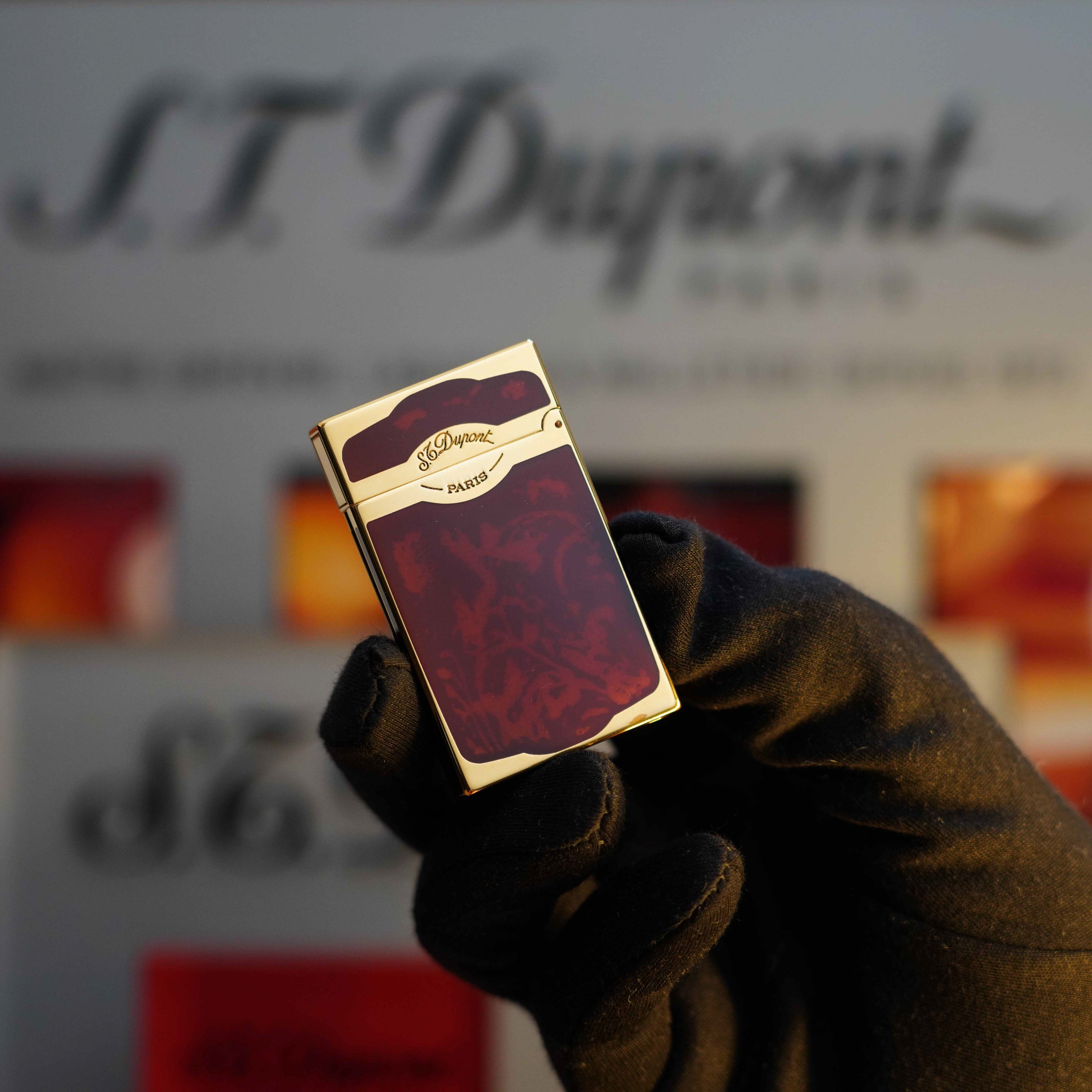 Vintage 1990 St Dupont Maduro 24k Dual Flame Oscuro Gold Finish 