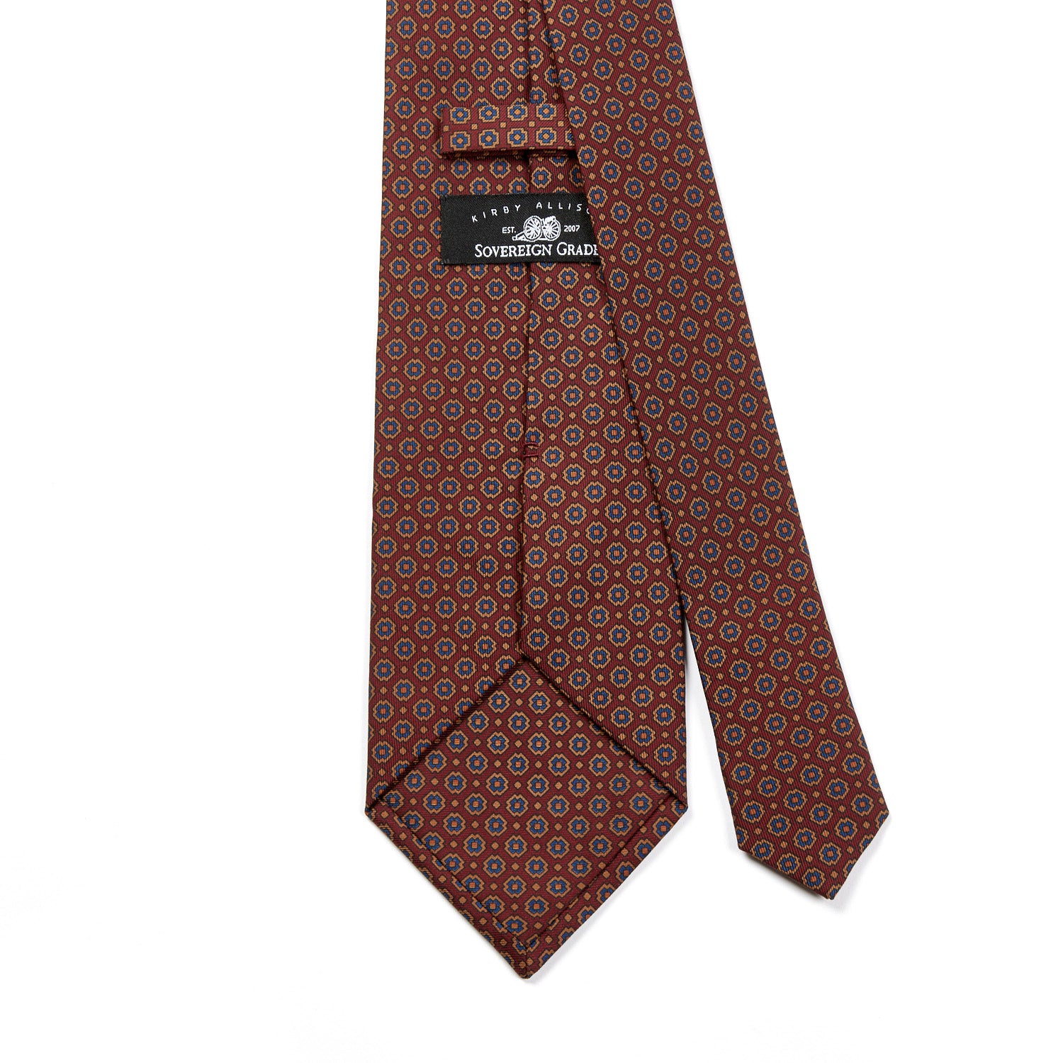 A Sovereign Grade Rust Small Floral Ancient Madder Tie, handmade by KirbyAllison.com in the United Kingdom with the highest quality craftsmanship.