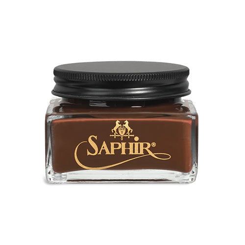 A black lid container for the #04 Brown Saphir Pommadier Cream Shoe Polish, a product by KirbyAllison.com.