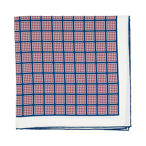 Sovereign Grade White/Navy Quadrant Pocket Square | KirbyAllison.com