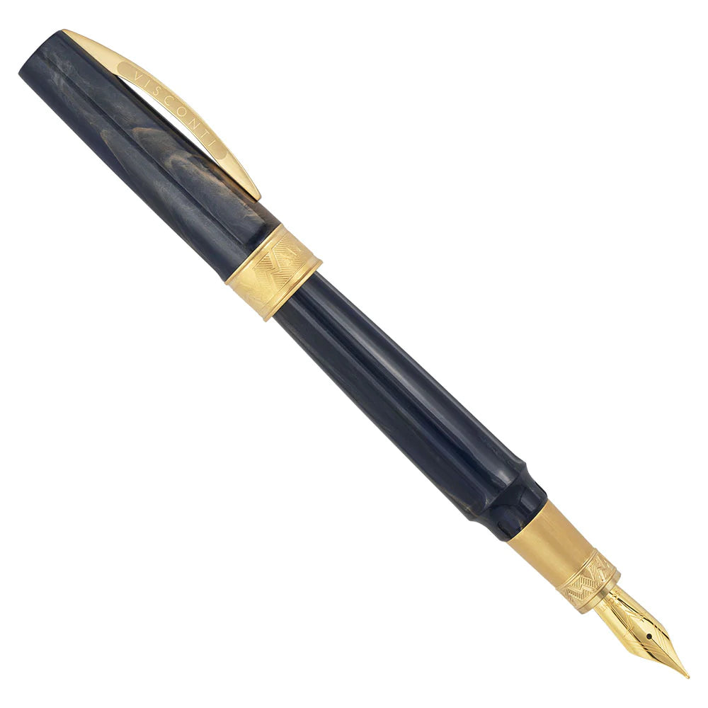 A gold-trimmed Coles of London Visconti Mirage Mythos Zeus fountain pen.