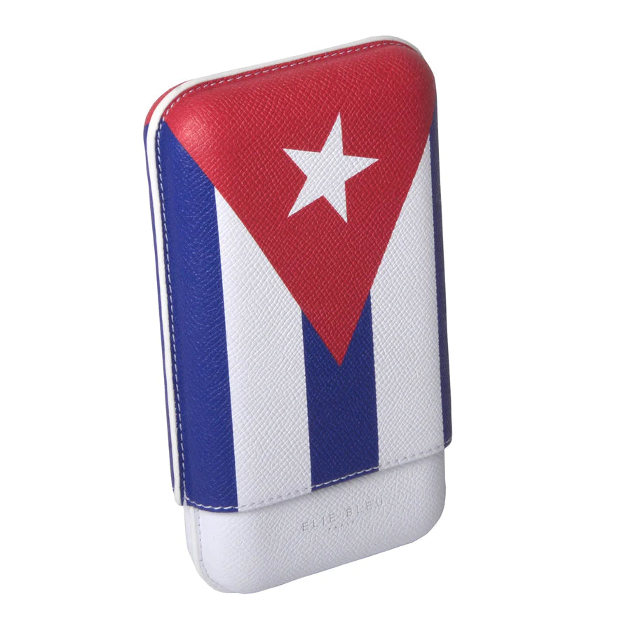 Elie Bleu "Cuban Flag" leather cigar case.