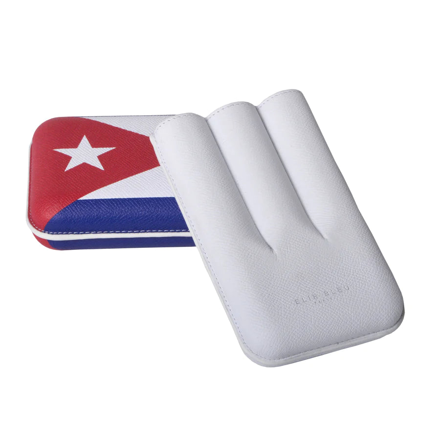 A Elie Bleu "Cuban Flag" 3 Cigar Case inspired by Elie Bleu.
