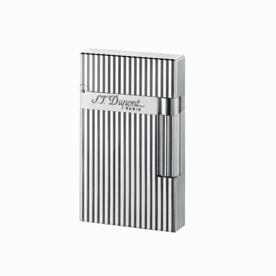 A silver S.T. Dupont Line 2 Vertical Lines Palladium Lighter from the S.T. Dupont Line 2 family.