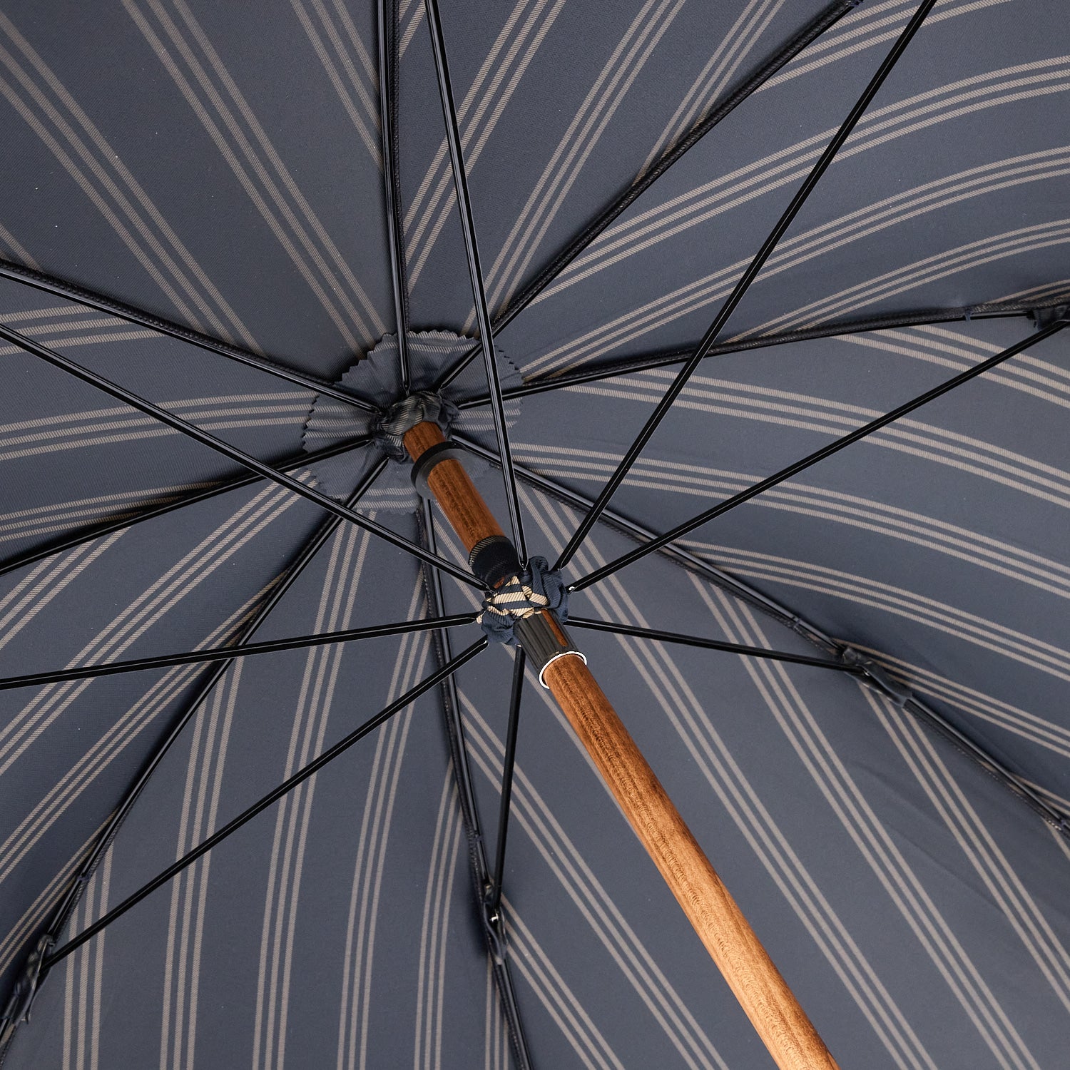 Maglia Francesco Navy Striped Umbrella with Maple Handle