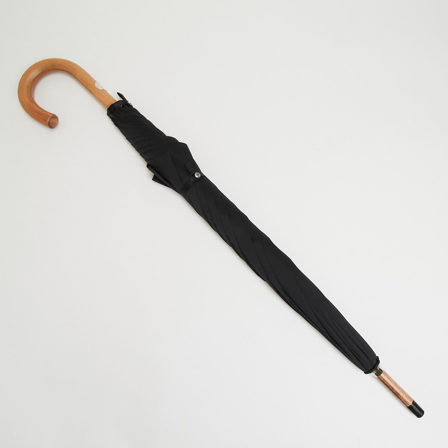 Black Canopy Umbrella with Malacca Handle and Horn Tip