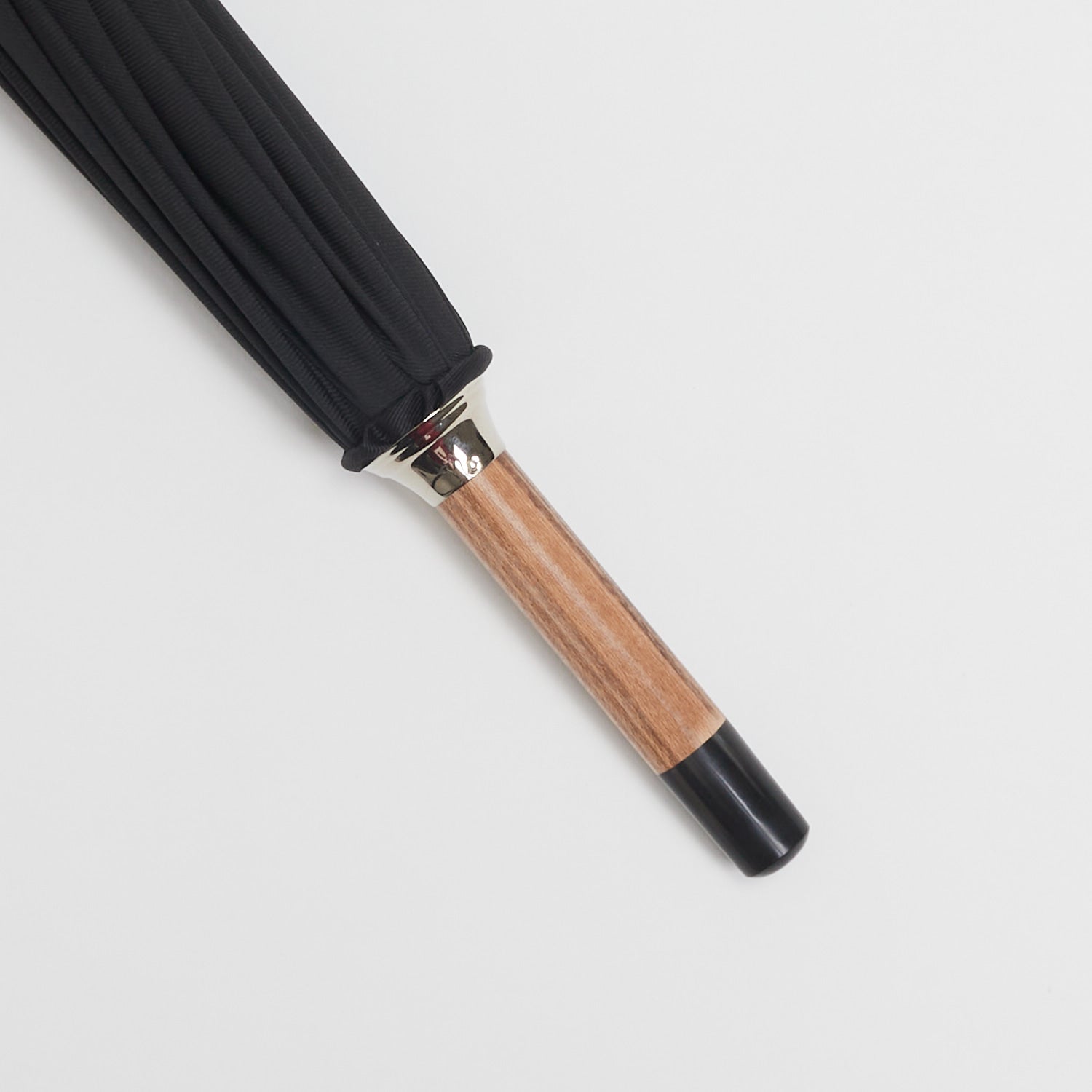 Black Canopy Umbrella with Malacca Handle and Horn Tip