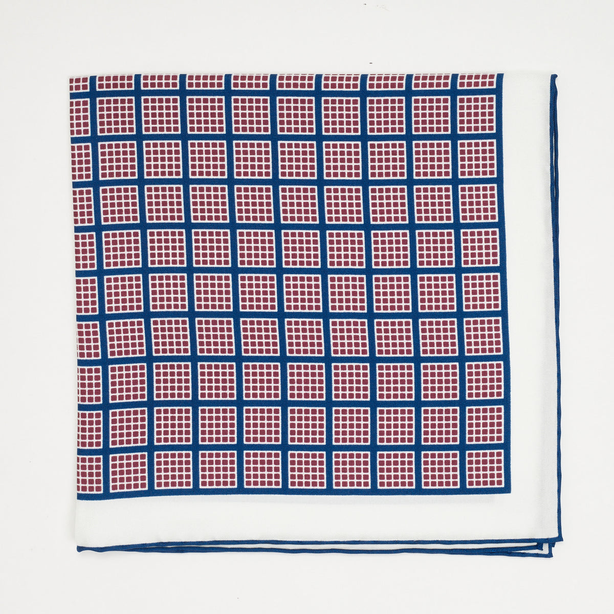 Sovereign Grade White/Navy Quadrant Pocket Square | KirbyAllison.com