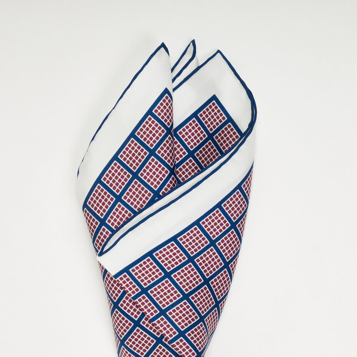 Sovereign Grade White/Navy Quadrant Pocket Square | KirbyAllison.com
