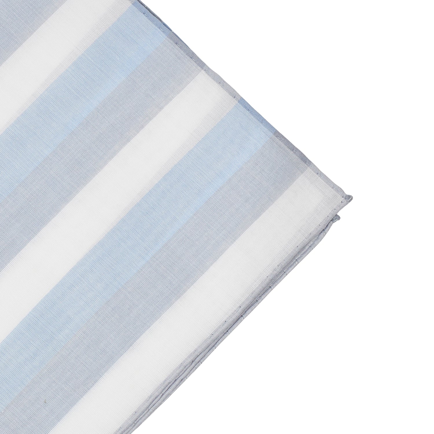 Simonnot Godard White Blue & Grey Striped Cotton Pocket Square
