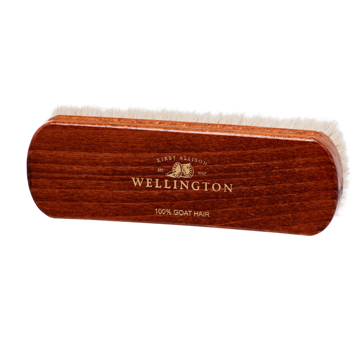 A Deluxe Wellington Goat Hair Finishing Brush by KirbyAllison.com for dusting shoes.