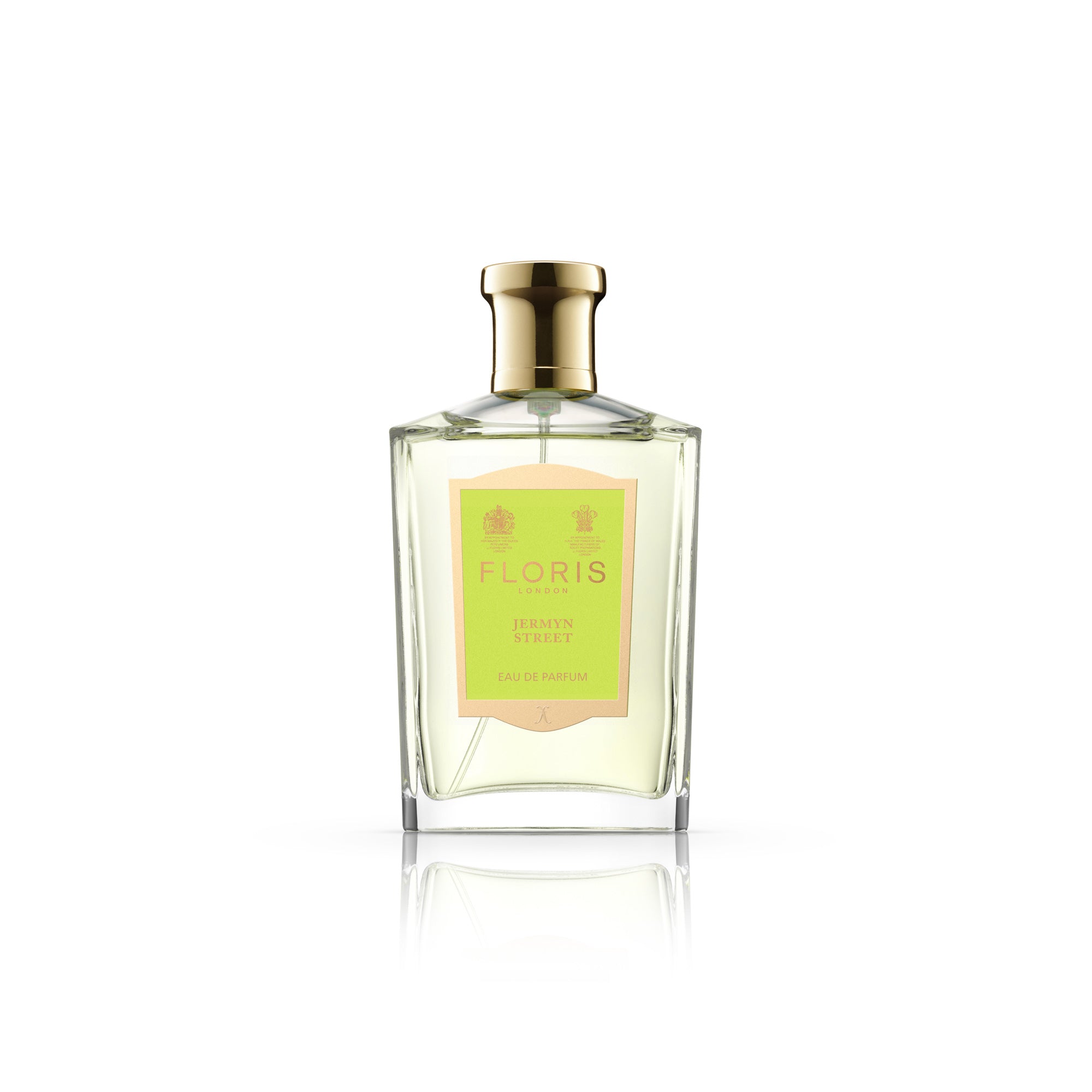 A FLORIS Jermyn Street 100 ML fragrance in a bottle on a white background.